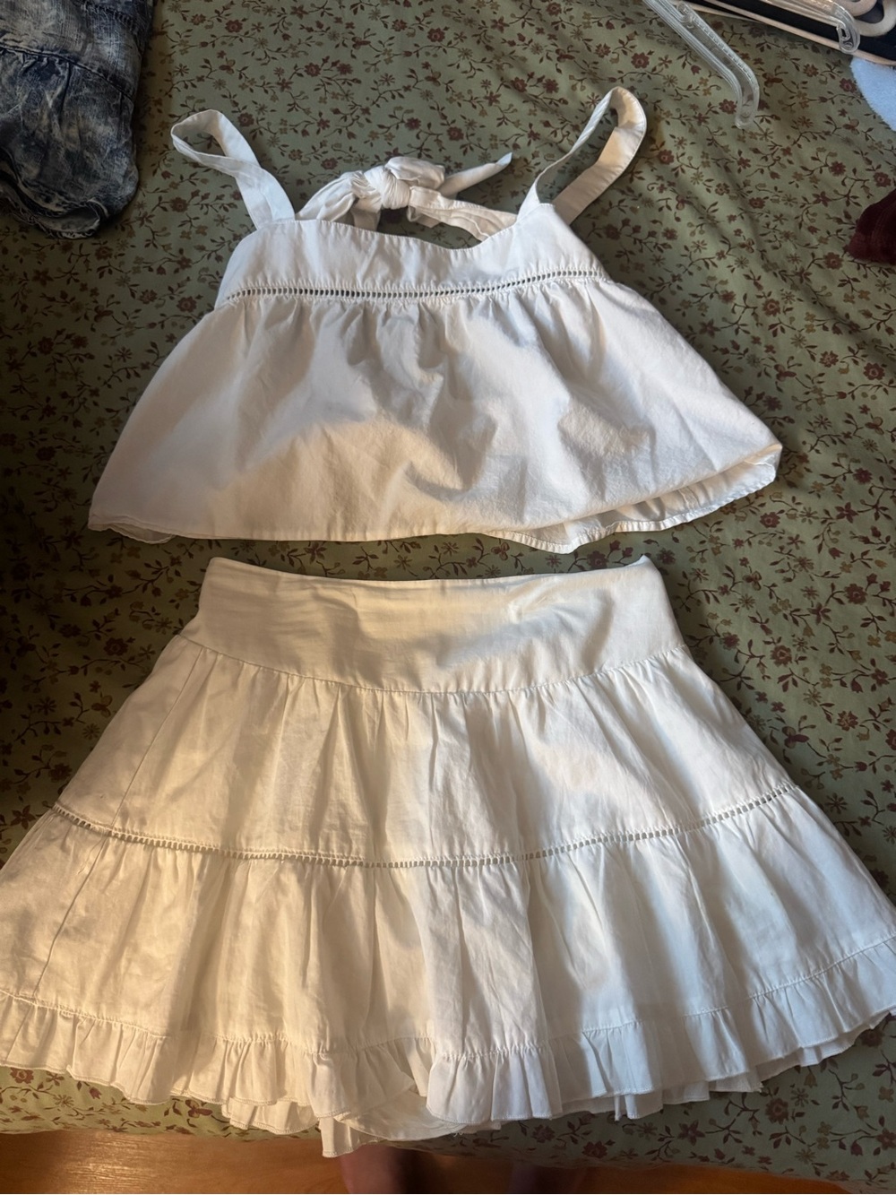 Day+Moon White Tiered Cotton Boutique Skirt Set - Classic Summer Style